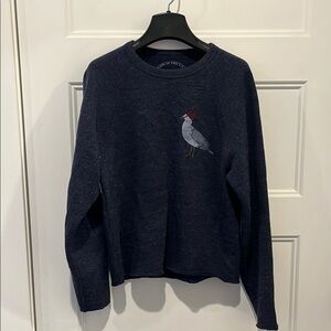 Navy Blue Sweater with Bird Design